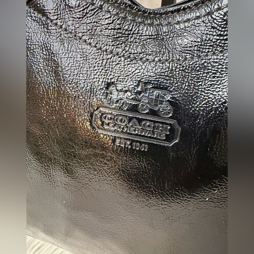 Coach #12362 Shiny Black Leather Tote - Picture 3 of 14